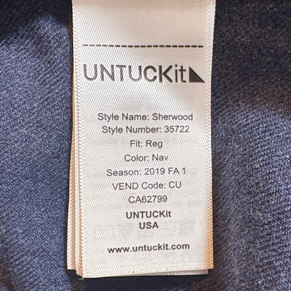 UNTUCKit Dark Blue Button Down Shirt Men's XXL 100% Cotton Casual - Picture 8 of 11